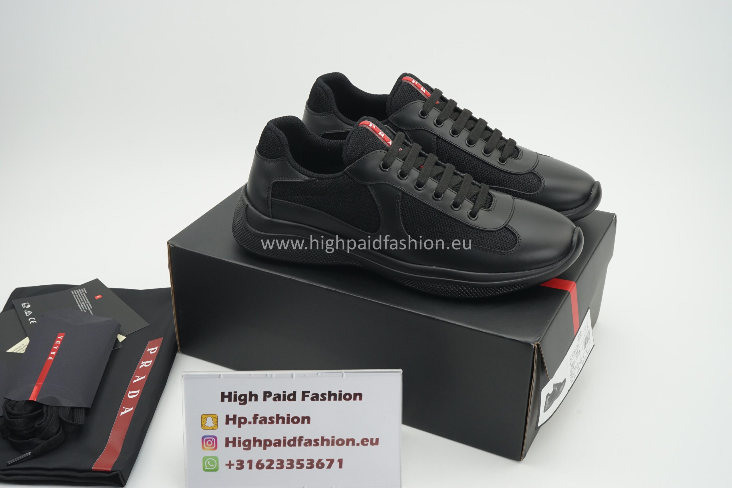 Prada America Cup Black Leather - Image 2