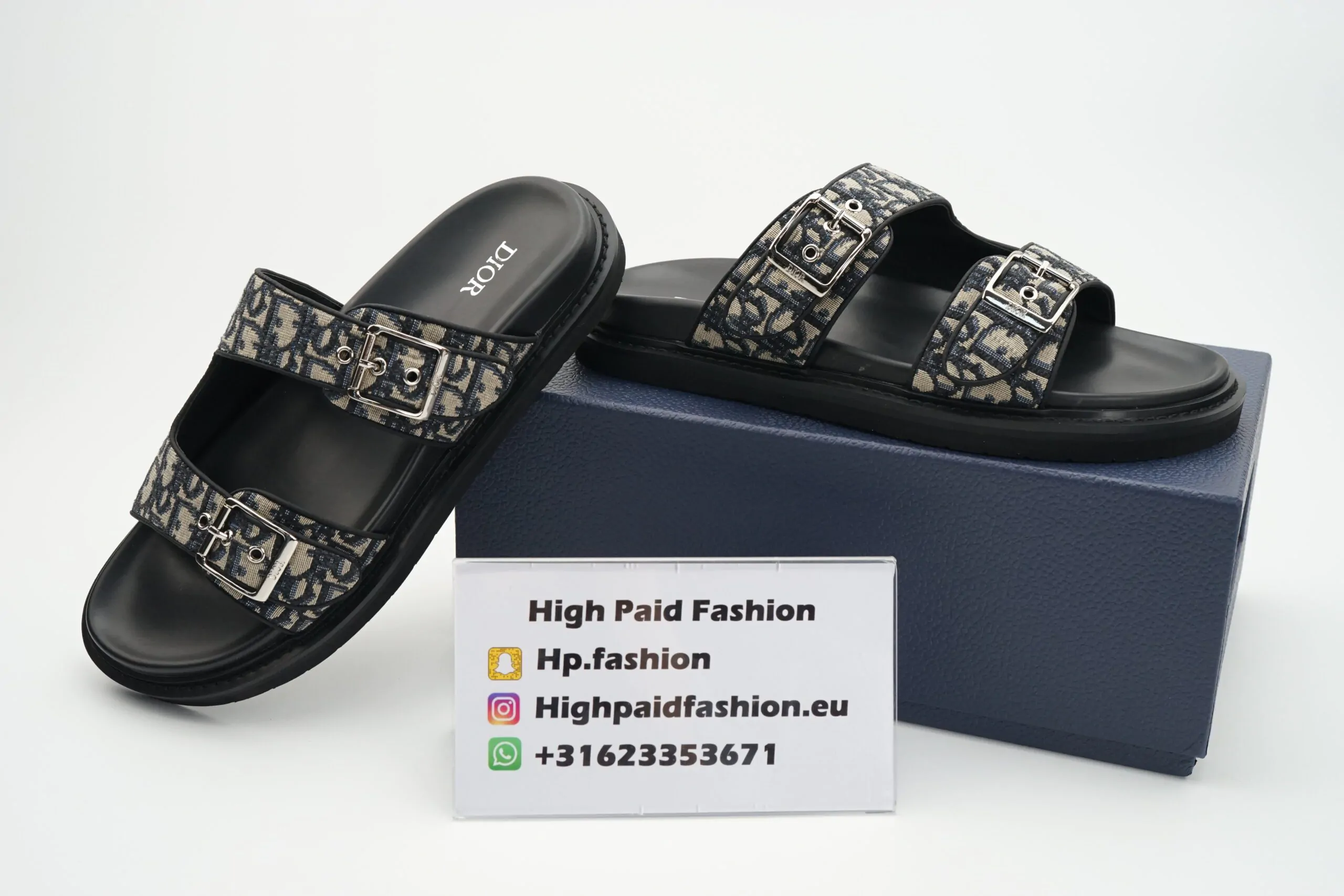 Dio Aqua Slippers Beige Black Oblique - Afbeelding 2