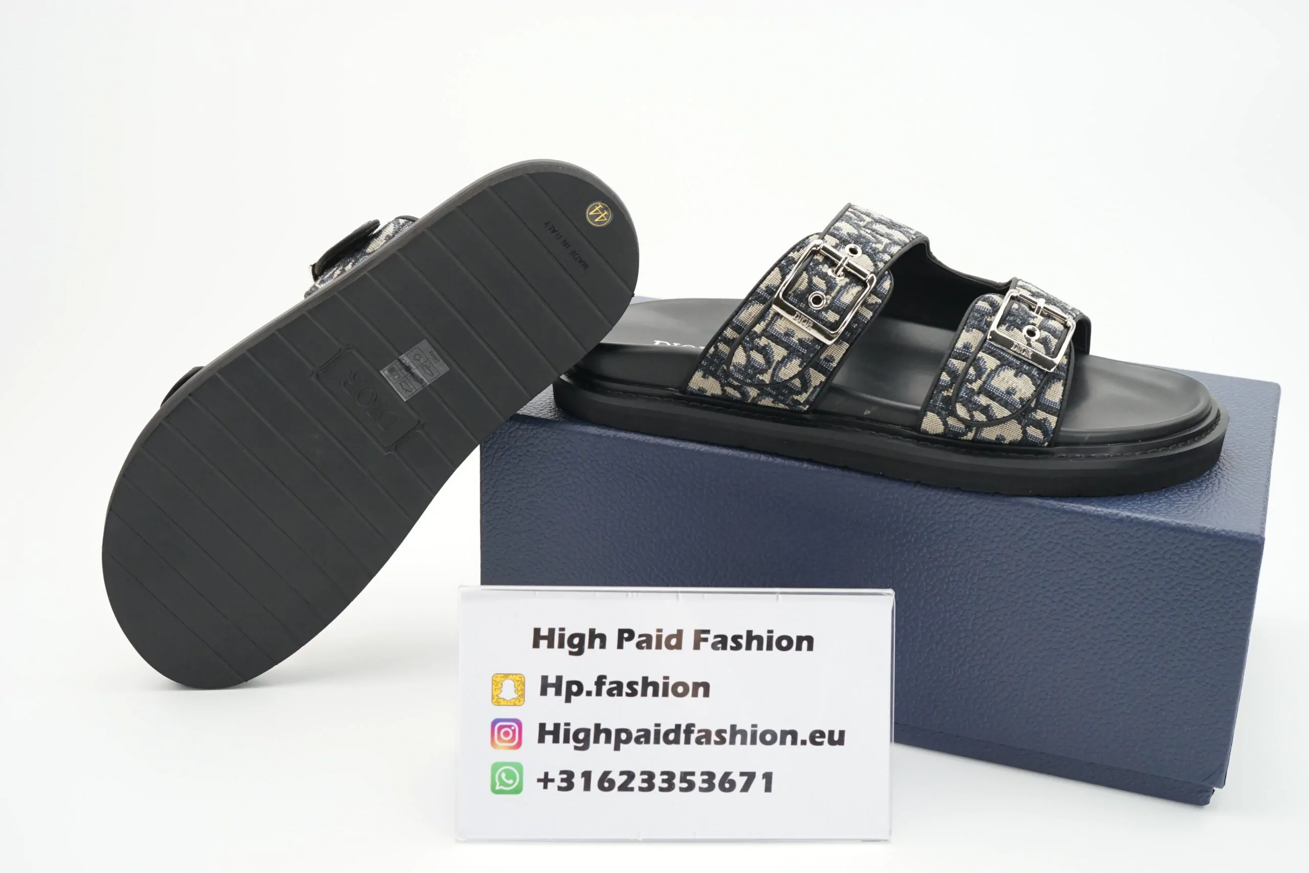 Dio Aqua Slippers Beige Black Oblique - Afbeelding 3