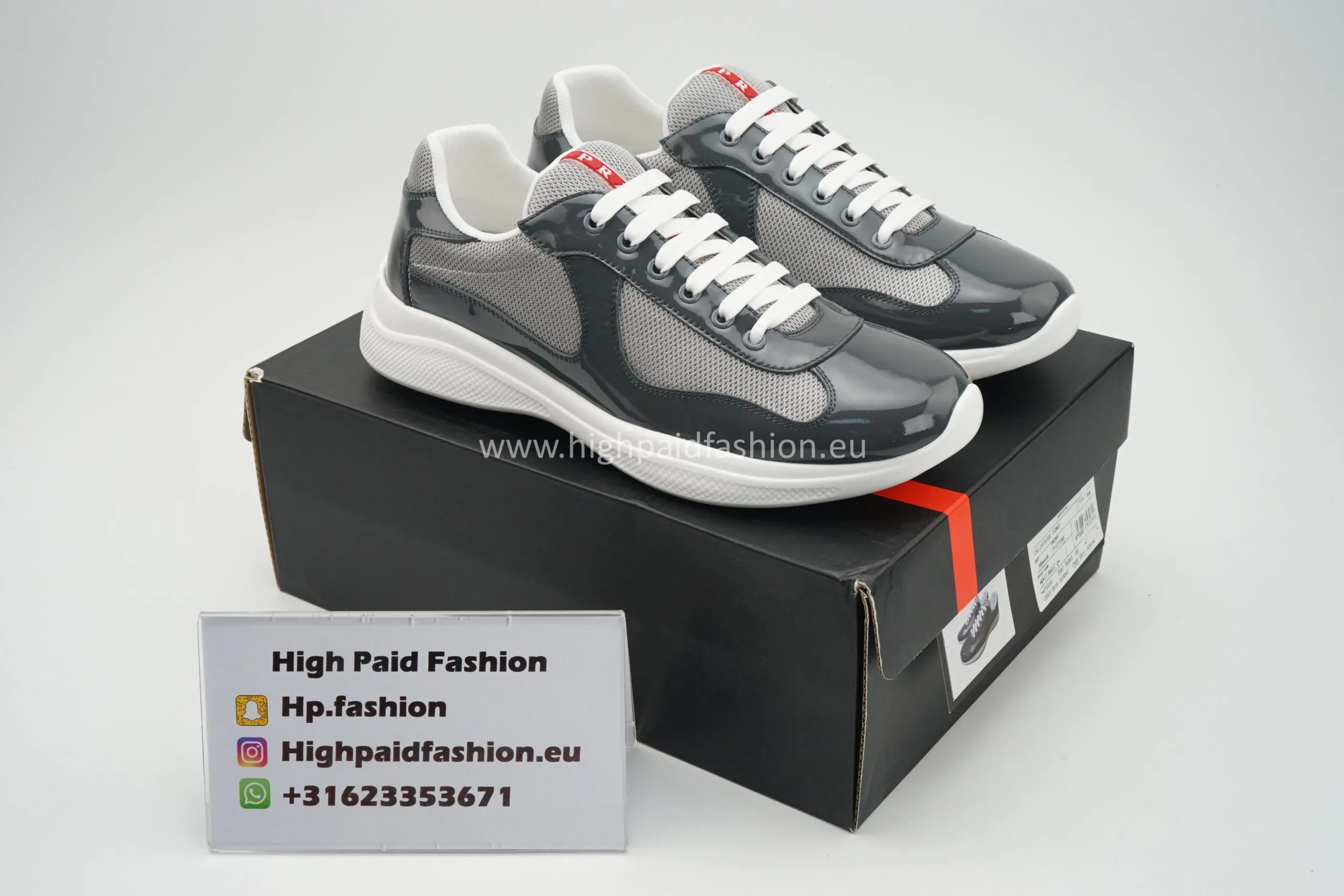 Prada America Cup Patent Grey Silver