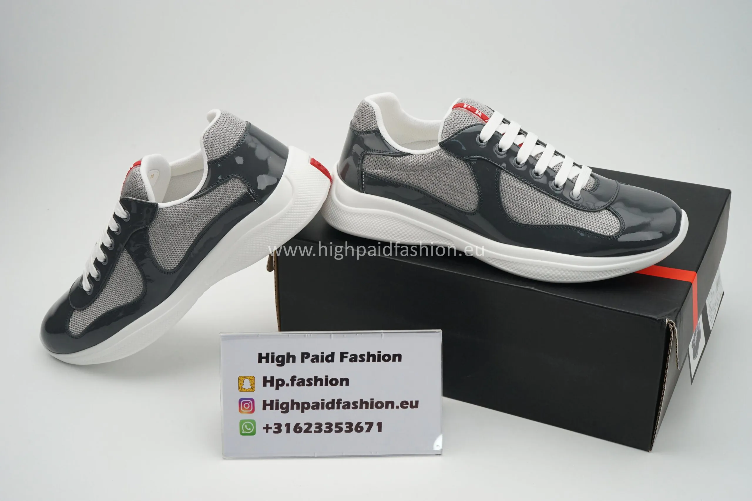 Prada America Cup Patent Grey Silver - Afbeelding 3