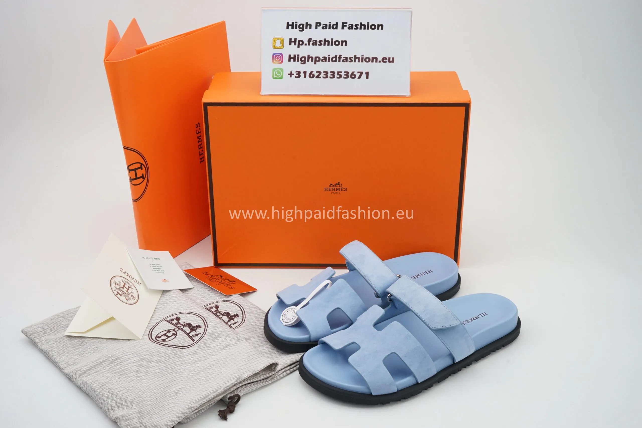 Hermes Chyper Sandals Blue Suede - Afbeelding 2