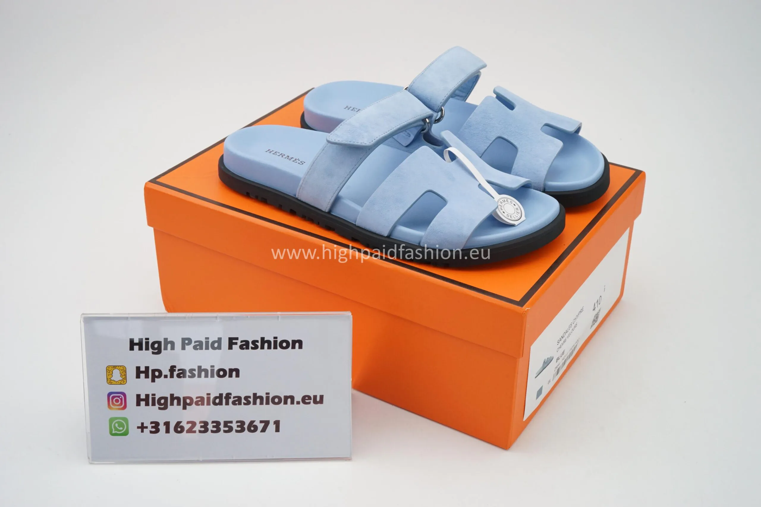Hermes Chyper Sandals Blue Suede