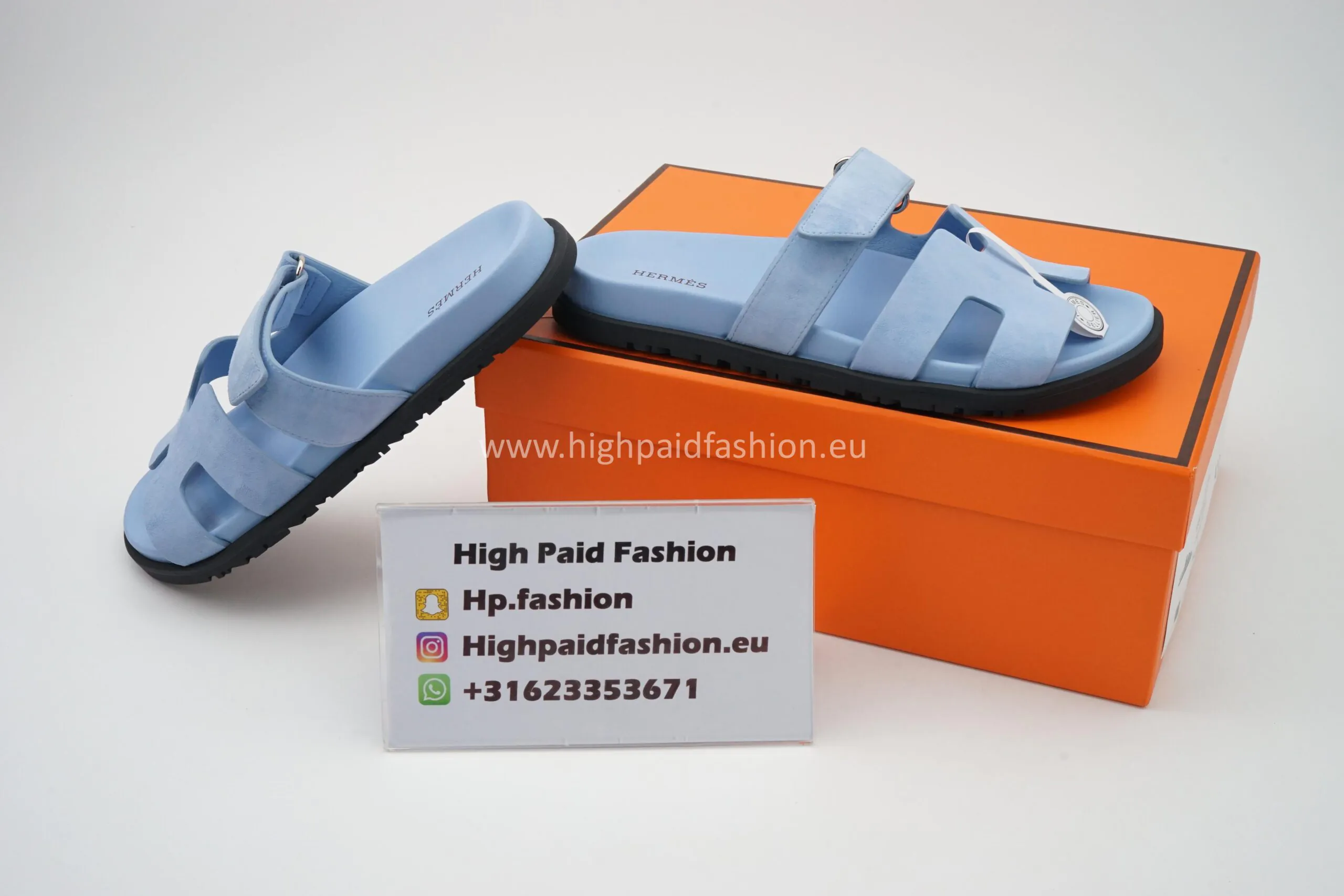 Hermes Chyper Sandals Blue Suede - Afbeelding 3
