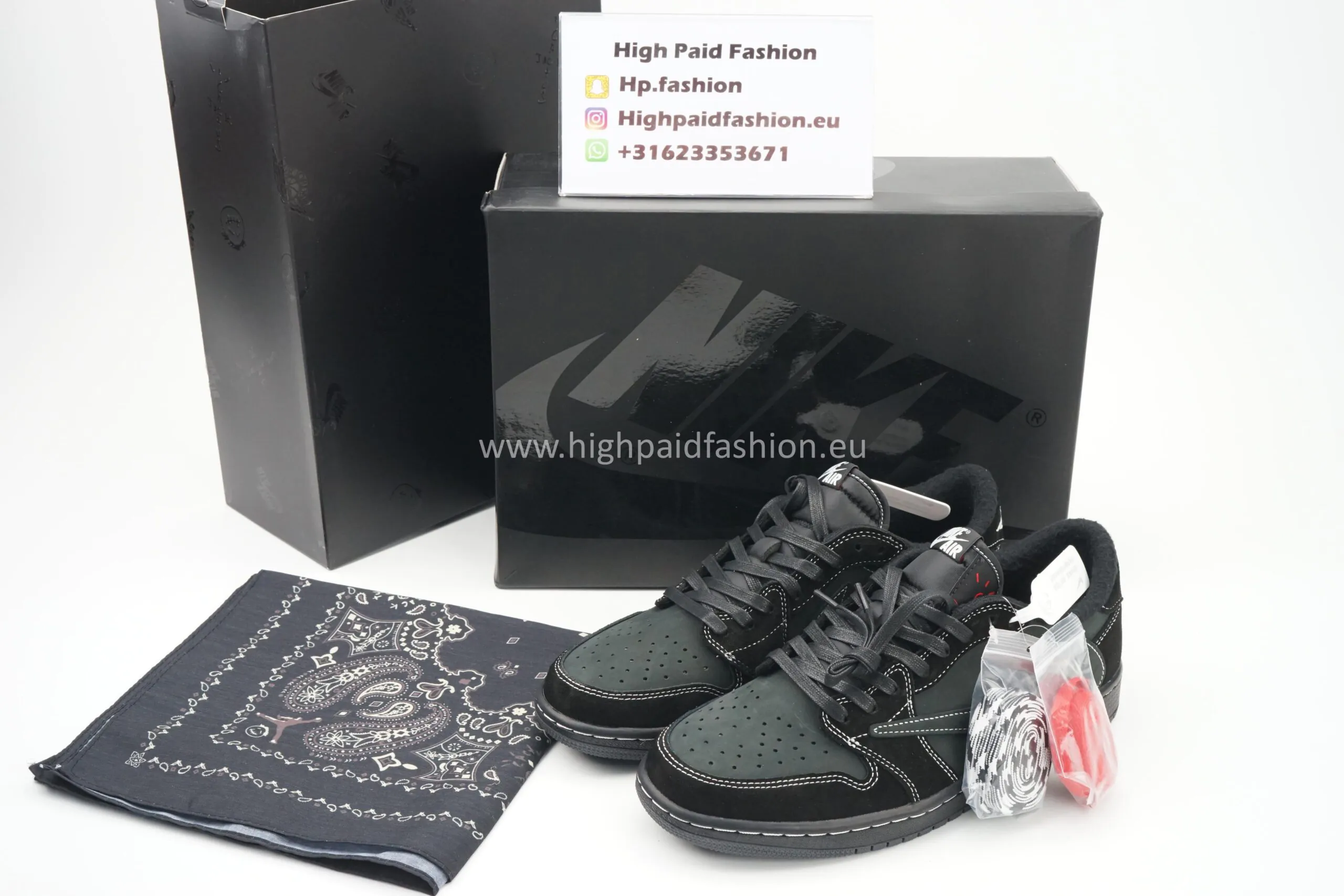 Nike Travis Scott x Air Jordan 1 Retro Low Black Phantom - Afbeelding 2